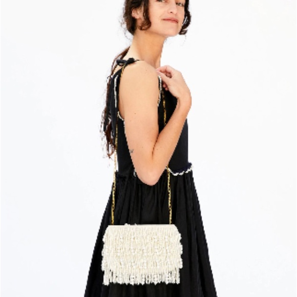 Clare V Cream Fringe Crossbody Bag